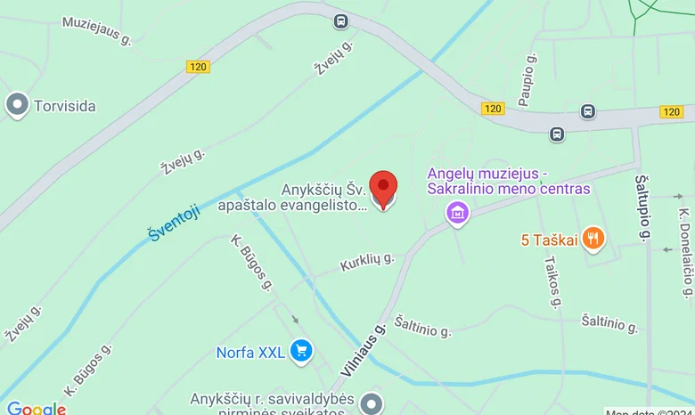 Anykščių Šv. apaštalo evangelisto Mato bažnyčia žemėlapis