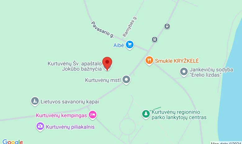 Kurtuvėnų Šv. apaštalo Jokūbo bažnyčia žemėlapis