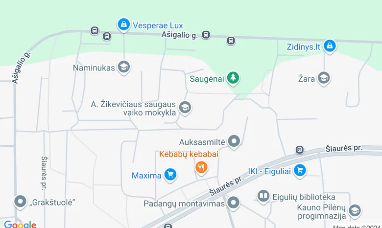 Kauno Algio Žikevičiaus saugaus vaiko mokykla, Lengvosios atletikos maniežas žemėlapis