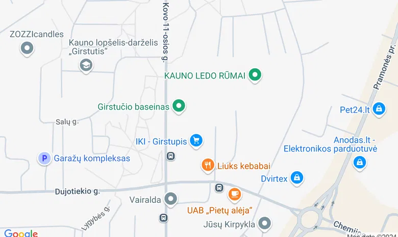Kauno Vinco Kudirkos viešosios bibliotekos Girstupio padalinys žemėlapis
