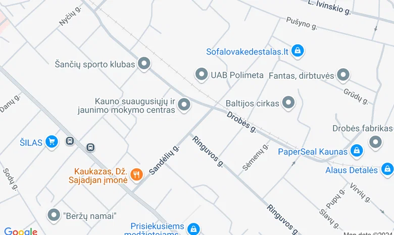 Kauno Vinco Kudirkos viešosios bibliotekos Šančių padalinys žemėlapis