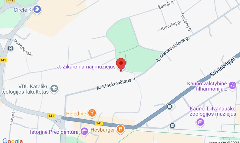 J. Zikaro namai-muziejus žemėlapis