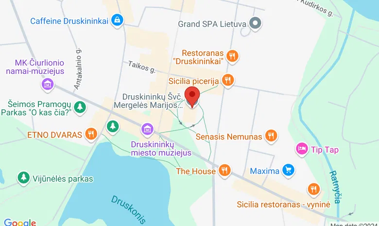 Druskininkų Švč. Mergelės Marijos Škaplierinės bažnyčia žemėlapis