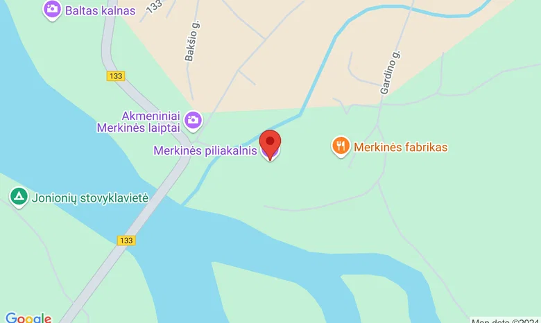 Merkinės piliakalnis, 133, Merkinė žemėlapis