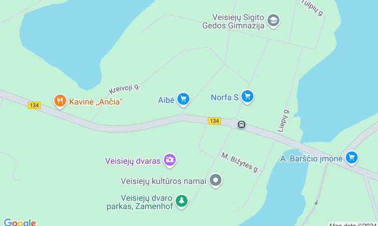 Vilkės vila, Veisiejai žemėlapis