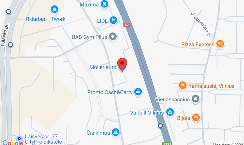 "Moller Auto Vilnius" Audi centras žemėlapis