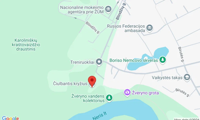 Skulptūra "Čiulbantis kryžius", Žvėrynas žemėlapis