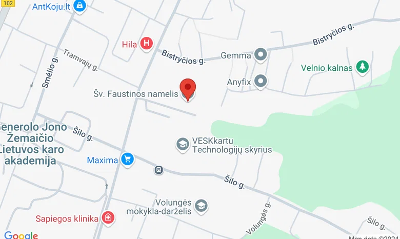 Šv. Faustinos namelis žemėlapis