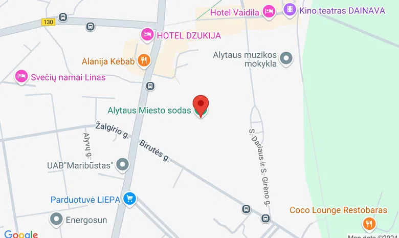 Alytaus miesto sodas žemėlapis