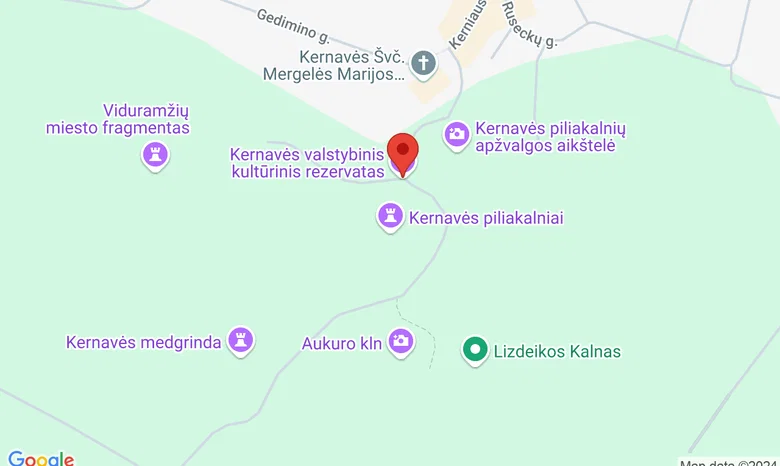 Kernavės archeologinė vietovė žemėlapis