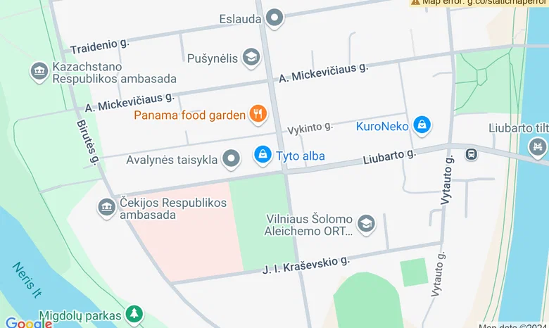 Pasirinktoje vietoje žemėlapis