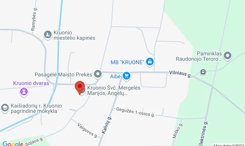 Kruonio Švč. Mergelės Marijos, Angelų Karalienės, bažnyčia žemėlapis