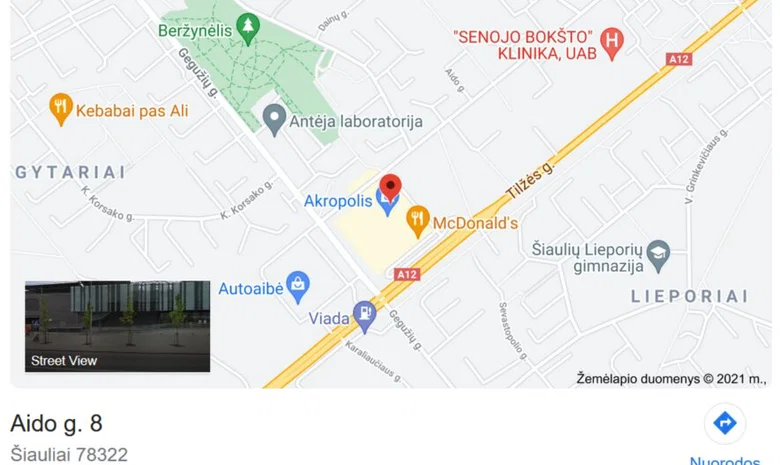 Aido g. 8, Šiauliai (Prie PC Akropolis)
