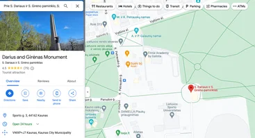 Prie S. Dariaus ir S. Girėno paminklo, Sporto g.