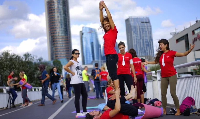 AcroYoga in a Tie